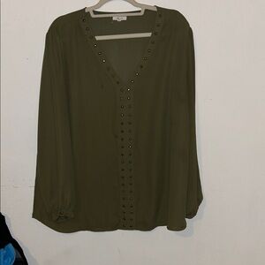 Maurices Olive Studded Blouse
